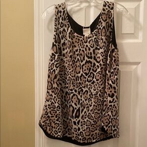 Chico's Relaxed Leopard Print Reversible Tank Top in Brown and Black:Two-in-one!